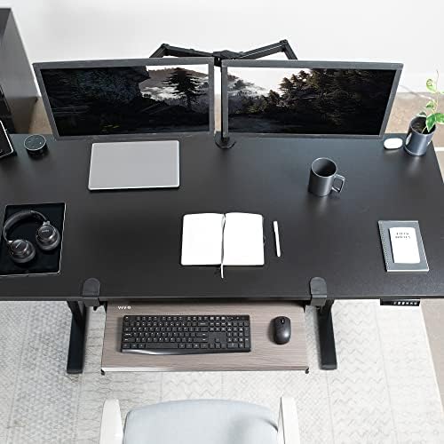 VIVO Large Clamp-on Computer Keyboard and Mouse Under Desk Slider Tray, 27 x 11 inch Pull Out Platform Drawer, Gray, MOUNT-KB05GY