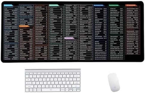Quick Key Keyboard Mouse Pad, Non-Slip Desk Mat with Office Software Shortcuts Pattern, Upgraded Extended Large Rubber Base Mice Smooth Cloth Mouse Pad Desk Mat