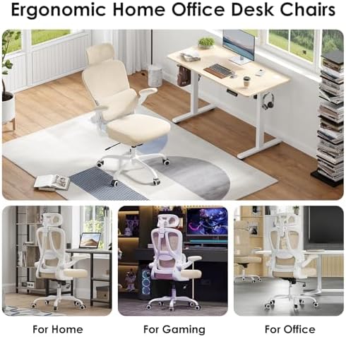 High Back Office Chair, Mesh Desk Chair with Lumbar Support and Flip-Up