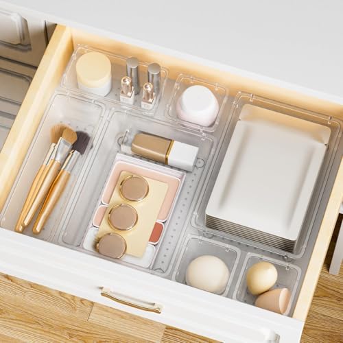 SpaceHacks 15 PCS Plastic Drawer Organizer Set, Drawer Storage Trays