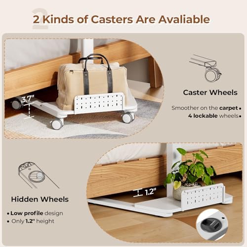 Mobile Standing Desk with Storage Shelf & 60° Tiltable Top