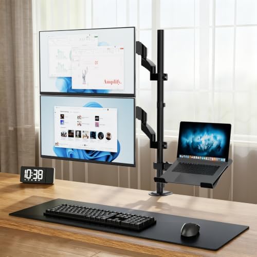 Dual Monitor and Laptop Mount Stand, Fits 32" Screens & 17" Laptops