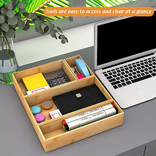 Bamboo Kitchen Drawer Organizer 12"x 3", Storage Box for Utensil Organizer