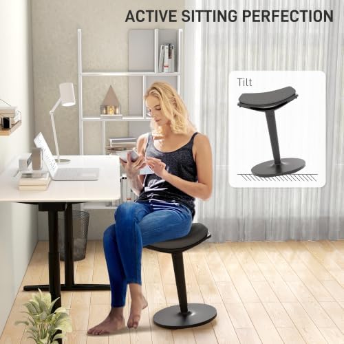 HOMCOM Standing Desk Chair Ergonomic Backless Stool 22.2-28.1 Inches Black