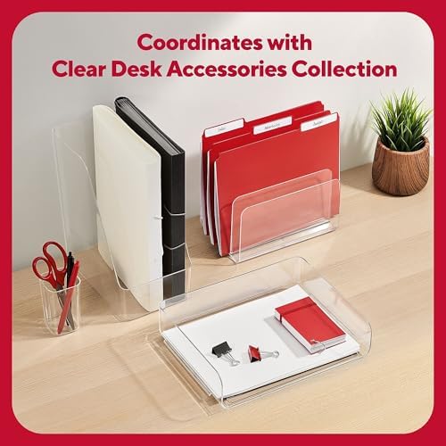 Staples Plastic Magazine File, Clear, Vertical Desktop Organizer