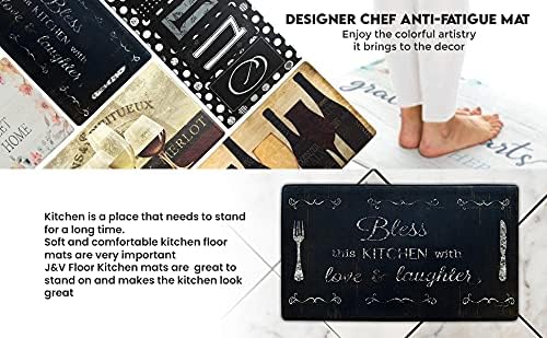 J&V TEXTILES Anti Fatigue Kitchen Mat - Kitchen Mat Cushioned Anti Fatigue, Kitchen Floor Mats Cushioned, Non Slip Waterproof Mat Standing Desk, 20x36x1/2 inches (Green Mosaic)