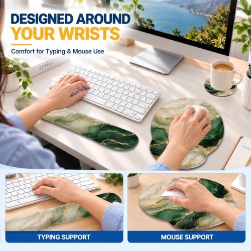 Mouse Pad with Wrist Rest, Keyboard Support and Coaster