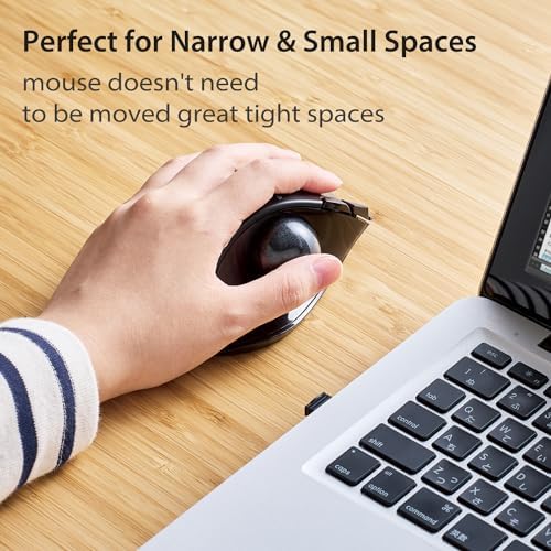 ELECOM EX-G Left Handed Trackball Mouse, 2.4 GHz USB Wireless, Ergonomic, Thumb Control, Tracking Roller Ball, 6 Programmable Buttons, Tilt Scroll