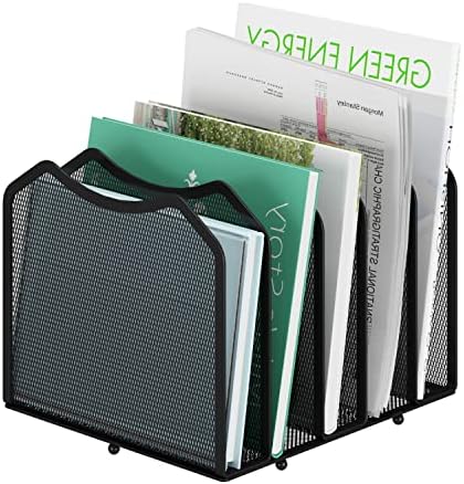 Simple Trending 5-Section Vertical File Organizer, Black