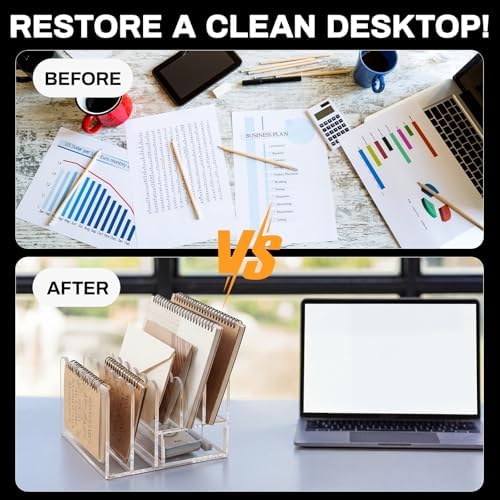 Xuhal Acrylic Mail Organizer with Drawer, 5 Compartments Clear Desk File