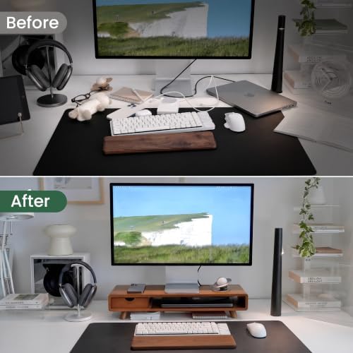 Bamboo Monitor Stand Riser with Drawer