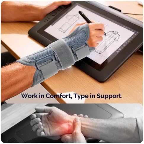 FEATOL 2 Pack Wrist Brace for Carpal Tunnel Relief, Adjustable Wrist Support Brace with Metal Splints Both Hands , Hand Support for Arthritis, Tendonitis, Sprain, Injuries, Wrist Pain, Right and Left (2 Pack (R and L)-Gray, Small/Medium (Pack of 1))