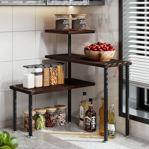 3 Tier Adjustable Countertop Organizer Corner Shelf