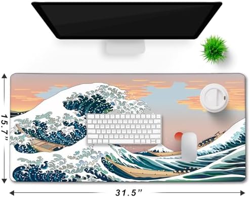 Japanese Large Mouse Pad DeskMat Office Desk Pad, Sunset Sea