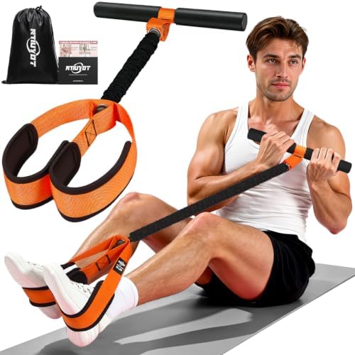 Pedal Resistance Band with Handle, Upgraded Durable Thickened Latex Tubes and Soft Foam Fabric Foot Pedal, Sit Up Exercise Equipment for Abdomen, Waist, Arm, Core/ABS, Leg, Physical Therapy
