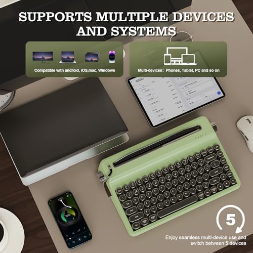 YUNZII QL75 Retro Typewriter Hot Swap RGB Keyboard (Green, Onyx Switch)