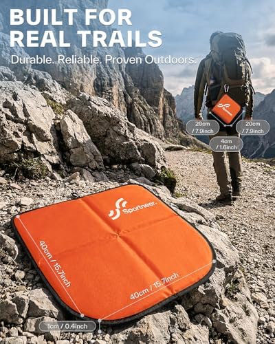 Sportneer Sitting Pad, Lightweight Waterproof Folding Seat Pad for Backpacking, 15.75'' x 15.75'' Portable Camping Seat Mat for Hiking, Picnics & Outdoor Use