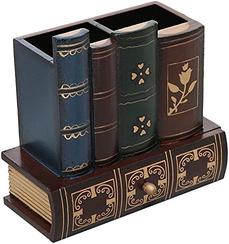 MyGift Decorative Desk Organizer Pen and Pencil Holder with Storage Drawer
