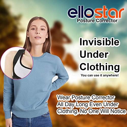 ellostar Back Brace Posture Corrector for Women and Men, Lumbar Shoulder and Back Straightener Posture Improvement Pain Relief (Large) Lower Chest 33 -39 Inch