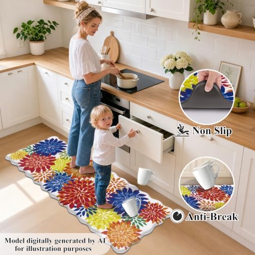 HEBE Anti Fatigue Kitchen Rugs Set of 3, Cushioned Kitchen Mats for Floor