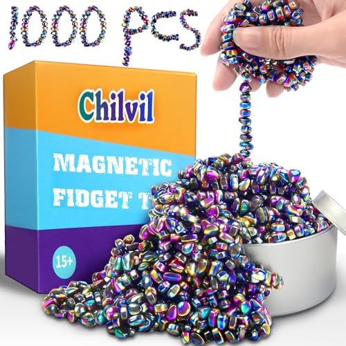 1000pcs Metal Fidget Toys for Teen Boys, Cool Gadget Quiet Office Desk Stress Anxiety Relief Fidget Stones Beads Sensory Autism Ferrite Putty Valentines Day Gifts for Him Men Teen Girl
