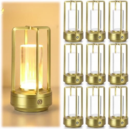 10 Pcs Portable Metal Table Lamps Bulk Cordless Table Lights Rechargeable