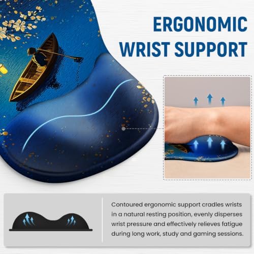 Ergonomic Mouse Pad with Wrist Rest, Gel Wrist Support, MoonRide