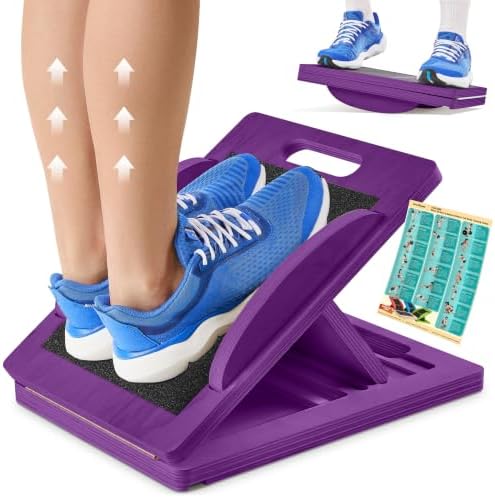 Slant Boards for Exercise, Wooden Slant Board, Calf Stretch Board with 7 Incline Angles, Velour Board, Balance Board & Calf Stretcher, Portable Incline Board for Physical Therapy, Ankle Mobility, Heel & Knees