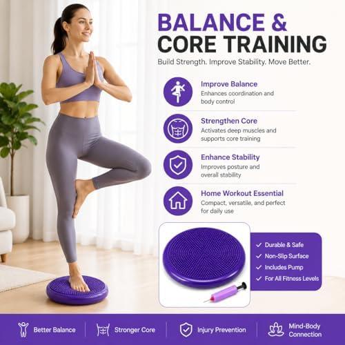 Hanstuten Wobble Seat Cushion Balance Disc - Rubber Wiggle Seat for Active Sitting, Office Desk Chair, and Core Strength Training