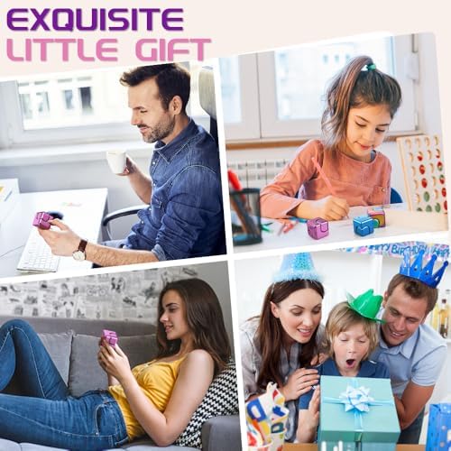 Dilabnba Fidget Spinner Cube Toys for Kids Adults, Metal EDC Sensory Focus 2 in 1 Toy, Mini Gadget Finger Toy Stress Relief Easter Stuff Desktop for Boy Girl Woman (Pink)