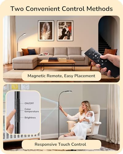 EDISHINE LED Floor Lamp 1300LM Super Bright Reading Floor Lamps Black