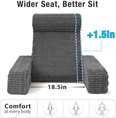Reading Pillow for Bed Sitting Up with Large Pockets,Modern Style
