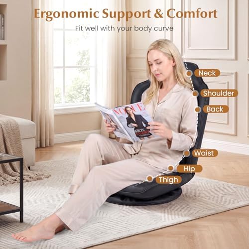 Giantex 360° Swivel Floor Gaming Chair with 5-Level Adjustable Backrest, Foldable Reclining Lounge Chair with Padded Seat Cushion, Lazy Floor Sofa for Reading, Working, Watching TV (Black)