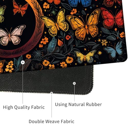 Mouse Pad Combo, Large Gaming Mouse Pad + Keyboard Wrist Support + Mouse Wrist Rest + Coaster, Table Pad 31.5 "x 11.8" with Memory Foam Ergonomic Wrist Pad Set, Colorful Butterfly Moon Pattern