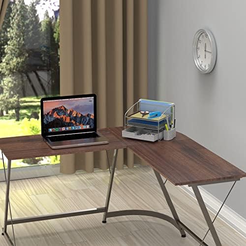 Simple Houseware 3-Tier Desk Organizer with Sliding Drawer, Silver