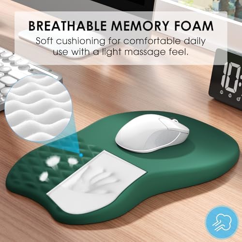MROCO Ergonomic Mouse Pad with Wrist Support, 11.8 x 7.8 in, Forest Green