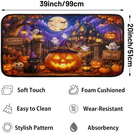 Halloween Kitchen Mats Cushioned Anti Fatigue Kitchen Rugs Non-Slip B-3