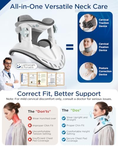 Neck Traction Device, Adjustable Neck Stretcher for Pain Relief