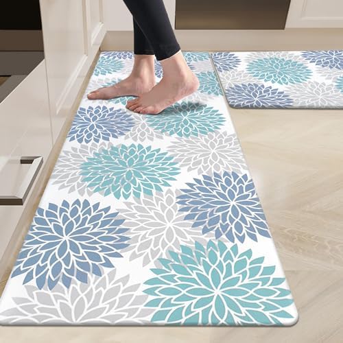 HEBE Anti Fatigue Kitchen Rugs Set of 2, Cushioned Kitchen Mats for Floor