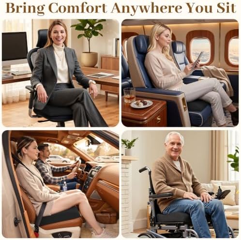TranquilRelax 2XL Memory Foam Seat Cushion for Office Chair, Black