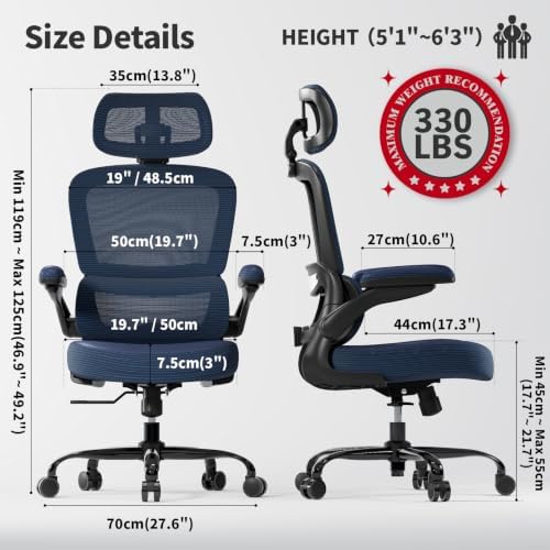 TRALT Ergonomic Office Chair Desk Chair with Adjustable Lumbar Support