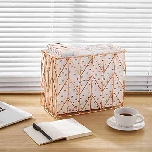 Y YOMA Rose Gold Hanging File Folders, Letter Size, 12 Pack Decorative Paper Hanging Folders with 1/5-Cut Adjustable Tabs, Desktop Filing Ideal for Home and Office Organization, 3 Design