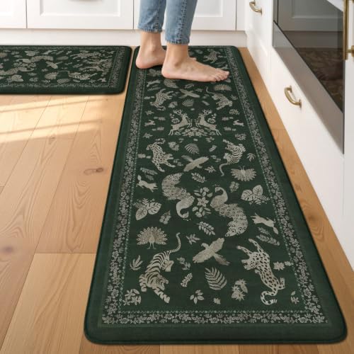 LEEVAN Anti Fatigue Kitchen Mats for Floor, Cushioned Kitchen Mat Set 2PCS