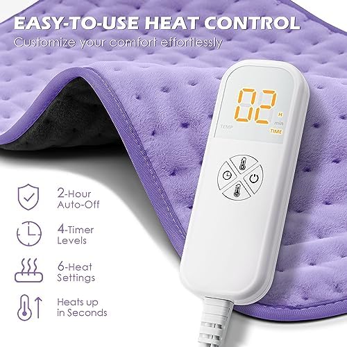 Heating Pad for Back Pain Period Cramps Relief with 6 Heat Settings 12"x24"