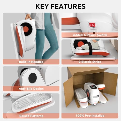 Under Desk Elliptical Machine, 16-Speed Electric Elliptical Leg Exerciser as Seen on TV for Seniors, Quiet Portable Seated Pedal Exerciser for Home with Auto & Manual Modes, and Remote Control