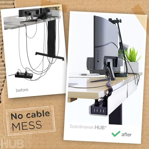 Scanfield Under Desk Cable Management Tray, No-Screw, 17-Inch, 2-Pack White