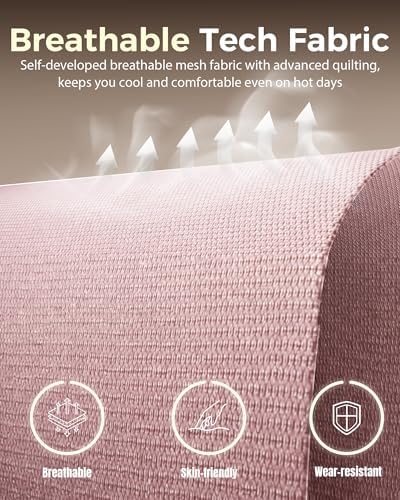 LUCKRACER Big and Tall Gaming Chair, 350Lbs Heavy Duty Office Chairs High Back Computer Chairs with Foot Rest Wide Cushion Lumbar Support Desk Chair Comfy for Adults Breathable Fabric, Pink
