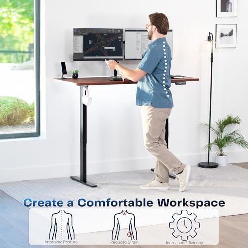 VIVO Dark Walnut 60 x 30 in Standing Desk, DESK-KIT-1B6D-30