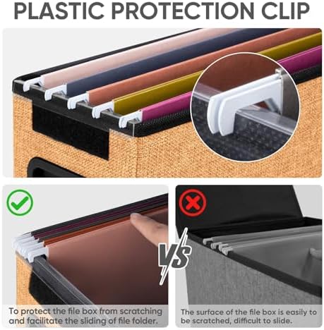 BALEINE File Organizer Box with Lid, Collapsible Hanging File Storage Box