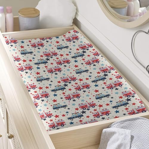 Cartoon Car Transportation Stars Pattern Baby Changing Pad Cover, Unisex Car Nursery Diaper Changing Table Pad Mat Sheet for Boys Girls-16x32